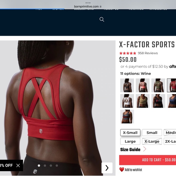 Born Primitive Tops - Born Primitive - Women’s X Factor Sports Bra -  Size Large - Color Wine